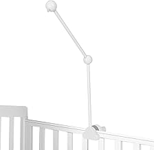 Wooden Mobile Holder for Baby Cot, 360° Rotatable Baby Mobile Hanger, Mobile Holder, White, Removable Adjustable Cot Mobile Arm for Music Box, Wind Chime, Hanging Bed Bell
