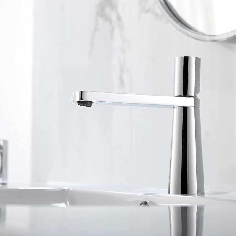 Mitigeur de lavabo chrome pour salle de bain - Robinet d'évier eau chaude et froide en laiton