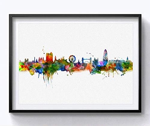 London Watercolor Skyline Art Print Cityspace Landscape Paiting Wall Art Skyline Design Home London Wall Decor 8x10 Inch Without Frame