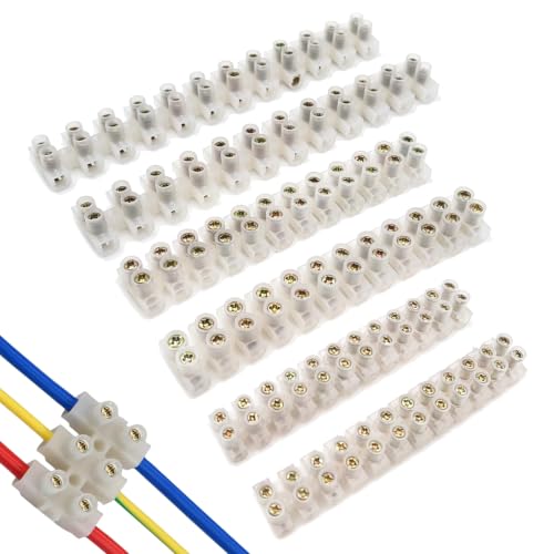 Image of 6 Pack Electrical Connector Blocks, 2 Way White Terminal Block, 3a/15a/30a Electrical Connectors Module, for Wiring Cable Dual Row