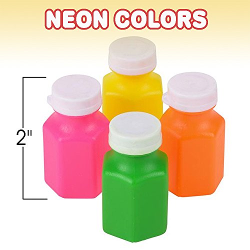 Artcreativity Mini Neon Bubble Bottles - Pack Of 24 - 0.6 Oz - Assorted Neon-Colored Summer Party Favors - Perfect Small Game Carnival Prizes For Kids Ages 3+ #TOP2