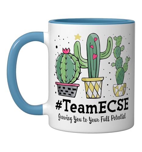 Cute Team ECSE Squad Appreciation Week back to school Ceramic Mug, Blue/White