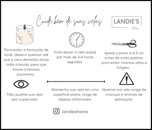 Landie´s Home Vela Aromática Vegetal Artesanal Aroma Melão Marinella 145g Aromatizador de Ambiente