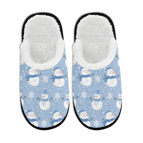 Christmas Outdoor Slippers for Women Men Buffalo Plaid Funny Reindeer Santa Snowman Xmas Tree Snowflake Fuzzy Slipper Winter Indoor Slip on Cozy Memory Foam House Shoes Holiday Party Gifts