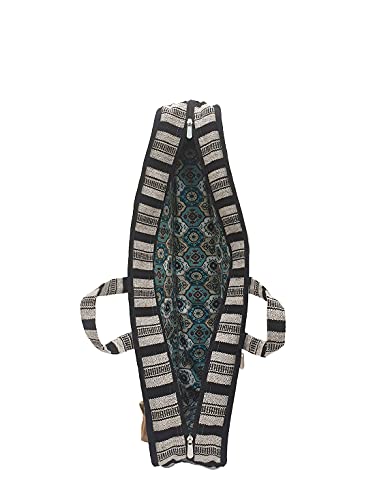 Image of The House of tara Modern Ukulele Bag | Ethnic Handloom Fabric Bag for Concerts | Multicolor | with External Zipper Pocket | Waterproof Padded Case | for Men and Women | Light Grey 1