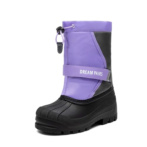 DREAM PAIRS Boys & Girls Mid Calf Water-Resistant Winter Snow Boots for Toddler/Little/Big Kid 6 Toddler Purple/Grey