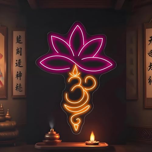 Lotus and OM Neon Sign - Dimmable, Custom Colors Yoga