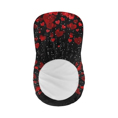 Image of Bar Stool Chair Cover 2 Pack Barstool Slipcovers Counter Stool Chairs Covers with Waterproof Seat Pad Bar Seat Cover with Elastic Bottom,Red Heart