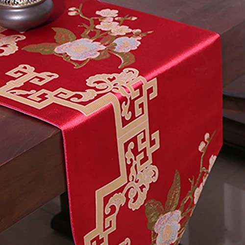 Chemin de table rouge polyester 33x210 cm décoration table salon moderne