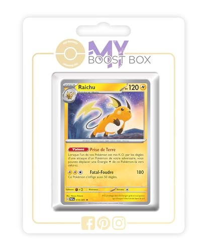 Raichu 019/091 Holo ou Reverse (aléatoire) - Myboost X Écarlate et Violet 4.5 - Destinées de Paldea Coffret de 10 Cartes Pokémon Françaises