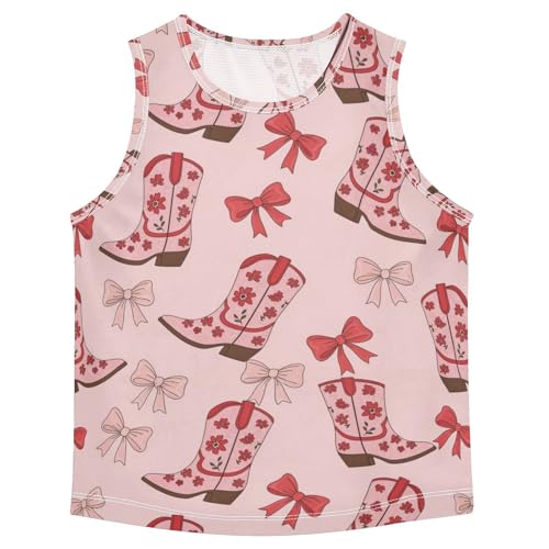 J JOYSAY Bow Tie Cowboy Boots Boys Tank Top Sleeveless Muscle Shirts Quick Dry Sport Active Workout Kids T-Shirts 3-15T