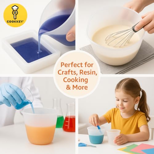 Set de 4 vasos medidores de silicona para resina 600ml, 350ml, 250ml miniatura 3