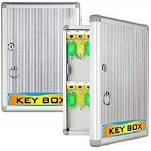 Image of RONTENO H 1032 Metal Multiple Residences Strong Water Resistant Aluminum 32 Key Hanger Letter Suggestion Key Box (Silver)