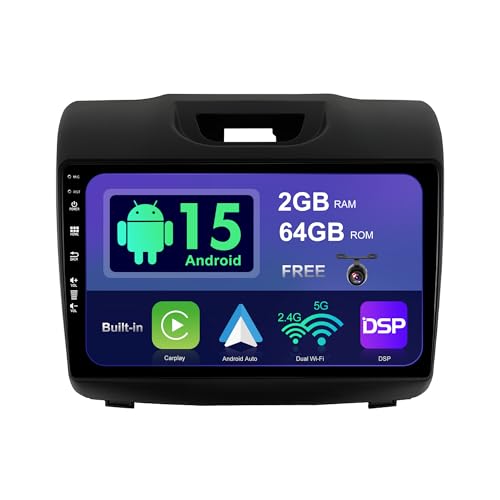 SXAUTO Android 15 Autoradio pour Isuzu D-Max DMAX Chevrolet S10 (2015-2018) - sans Fil Carplay + Android Auto - 2G+64G - Caméra arrière - IPS 9 Pouce 2 Din -...