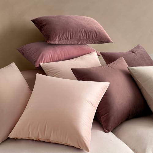 Image of MIULEE Velvet Throw Pillow Covers 20x20 Inch, Pack of 2 - Pink, Super Soft Decorative Square Cushion Cases Modern Luxury Valentines Spring Home Decor for Sofa,Couch,Bed,Chair