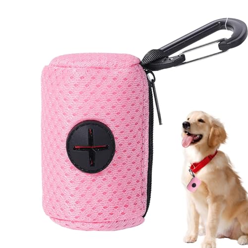 Yonuaret Portasacchetto per cacca di cane | Dispenser per borse per cani con attacco al guinzaglio in tessuto rete con cerniera,Forniture per animali da appendere, dispenser di borse per cani di