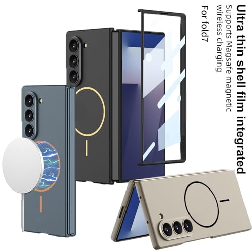 Image of TechTrendz Magnetic Cover [Compatible with MagSafe] for Samsung Galaxy Z Fold 7 Case Slim Hard PC + Tempered Glass Protective Phone Case for Galaxy Z fold 7 Back Cover - Silver