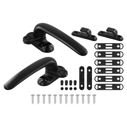 Yhenlovtt Pour coulissement gauche en aluminium noir avec poignées – Paire de mécanismes de verrouillage à finition droite – Boîtier en alliage de style ajusté – Vis d'entretoises