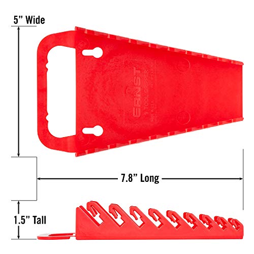 Image of Ernst Manufacturing Gripper Wrench Organizer, 9 Tool, Red