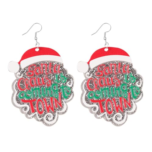 Pendientes antiguos Plata Navidad Acrílico Navidad Pendientes Dulce Navidad Corona Navidad Muñeco de Nieve Pendientes con Borlas de Perlas, talla única, Acrílico, Sin piedra preciosa