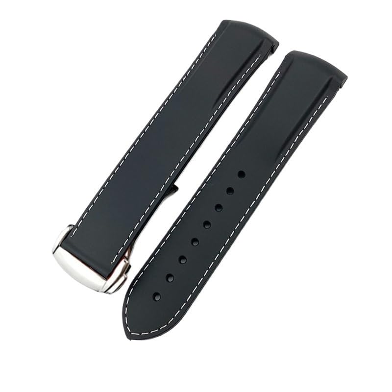 Bracelet montre caoutchouc 19mm compatible Omega Seamaster Planet Ocean noir
