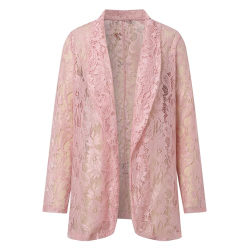 Women's Lace Open Front Long Sleeve Sheer Elegant Casual Blazer Jacket3