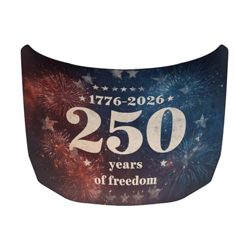 Image of Fireworks USA 250 Years of Freedom Pattern Car Hood Cover, All-Season Car Bonnet Banner Universal Fit Truck Sedan Dustproof Automotive Hood Covers, Vehicles Decoration