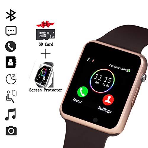 Smart Watch, Smartwatch Compatible with Android Samsung and iPhone(Partial Functions) with TF SIM Card Slot Text Call Reminder Camera Music Player Pedometer for Men Women