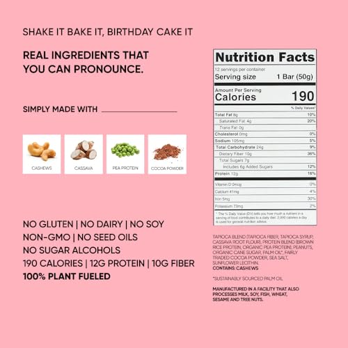 Image of TRUBAR Vegan Protein Bars, Frosted & Fabulous Variety Pack, Donuts, Strawberry Shortcake & Birthday Cake, Gluten Free, Plant Based, High Fiber, Dairy Free, On the Go Healthy Snacks, 12 Count