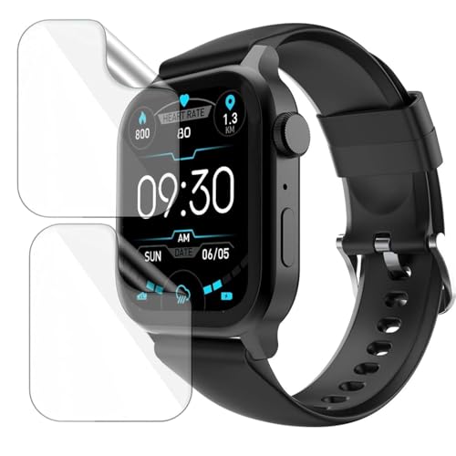 Image of 2-Pack | Screen Protector Guard for Fire Boltt Rise | 1.85 inch | Smartwatch - Flexible & Ultrathin TPU Film, 9H Scratch Resistant, Bubble Free - Not Tempered Glass