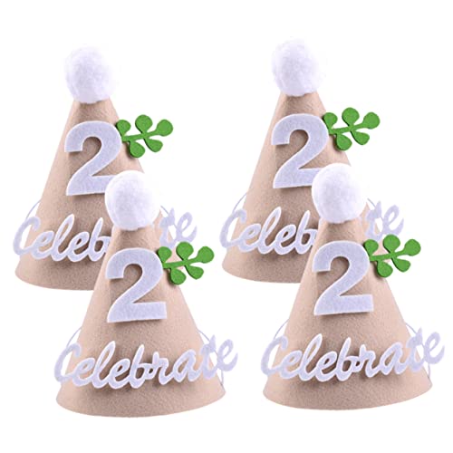 BESTOYARD 4 Piezas Sombrero De Fiesta No Tejido Decoraciones De Primer Cumpleaños Para Segundo Sombrero De Cumpleaños Diademas Sombreros Recién Nacidos Sombrero De Tela No Tejida