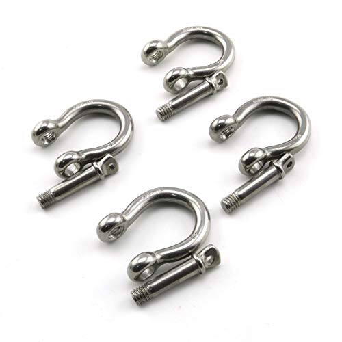 Heyous SPDHOOK-M6-4 4Pcs 1/4 Inch 6Mm Screw Pin Anchor Shackle Stainless Steel Heavy Duty Bow Shape Load Clamp thumb #4