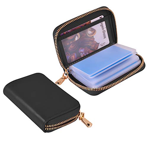 Leather Credit Card Holder and Organizer, Zippered Credit Card Wallet, RFID Blocking Credit Card Protector with 21 Card Slots2