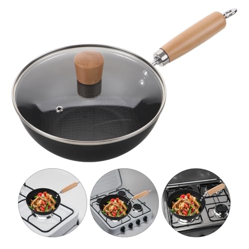 Wok pequeño de hierro con tapa antiadherente estilo japonés miniatura 4