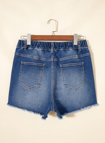 BLENCOT Maternity Jeans Shorts for Women Mid Waisted Frayed Hem Stretchy Denim Shorts Summer Pregnancy Clothes Wild Wind Large — view 5
