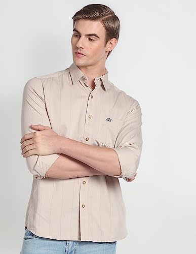 Image of Arrow Men's Cotton Striped Regular Fit Shirt