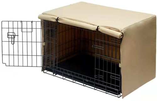 Wunnicx 犬用クレートカバー、ヘビーデューティ210Dオックスフォード防水ペット犬小屋ケージカバーユニバーサル犬用クレート屋外保護 (91*61*64cm,ベージュゴールド) (79*51*53cm(ケージなし),ベージュゴールド)