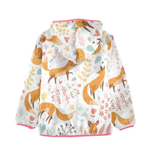 OTVEE Cute Foxes Flowers Kids Hoodie Jacket Fall Spring Full Zip Warm Outwear Coat2