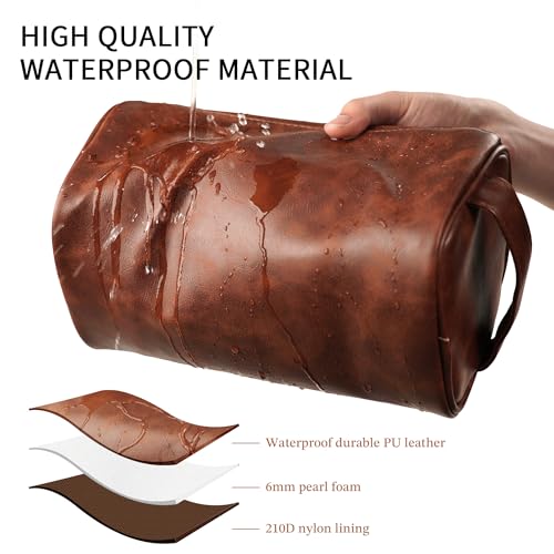 Easycosy Personalized Toiletry Bag for Men, Engraved with Name & Text, Leather Men's Toiletry Bag for Traveling, Travel Essentials Customized Gifts for Him Boyfriend Fiance Husband Men3