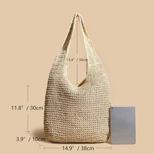 Bolso Hobo de paja para mujer estilo vintage miniatura 5