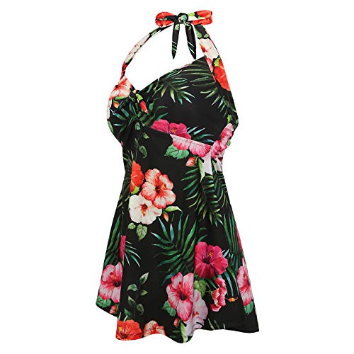 HDE Women's One Piece Swimdress Plus Size Tummy Control Boy Short Retro Swimsuit3