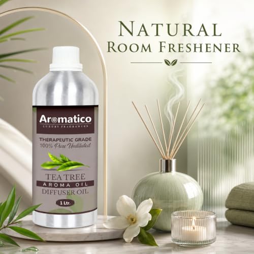Image of AROMATICO Tea Tree Diffuser Oil with Strong, Long-Lasting Aroma. Premium Aroma Oil for Homes, Offices & Showrooms. Aromatherapy, Diffusers, Air Purifiers, Vaporizers - 1 L (1000 ml)