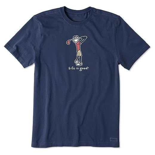 Life is Good. Men's Crusher Tee Vintage Golf Jake, Darkest Blue
