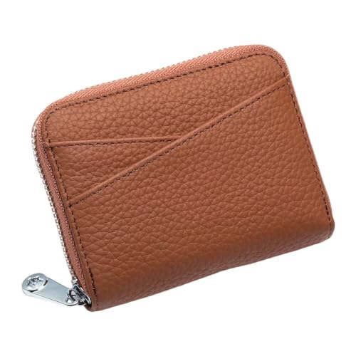 Small Wallet for Women Genuine Leather RFID Blocking Credit Card Holder Elegant Zipper Clutch Purse Short Coin Wallet
