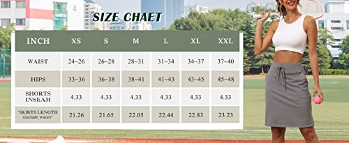 Women's Knee Length Tennis Skort Skirts Drawstring Athletic Modest Golf Skirt With Pockets #TOP5