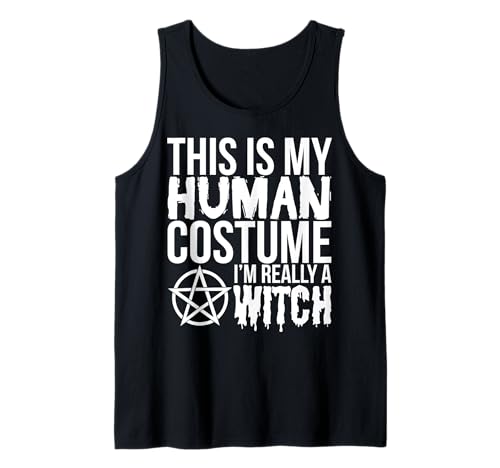 Disfraz de bruja con texto en inglés "This Is My Human Costume Witch" Camiseta sin Mangas