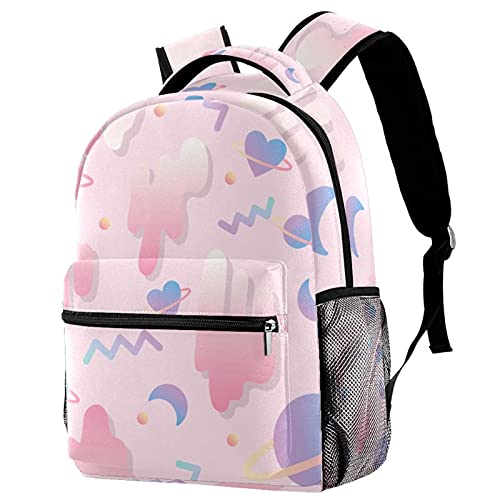 Sac à dos ado fille et garçon motif lune spatiale multicolore