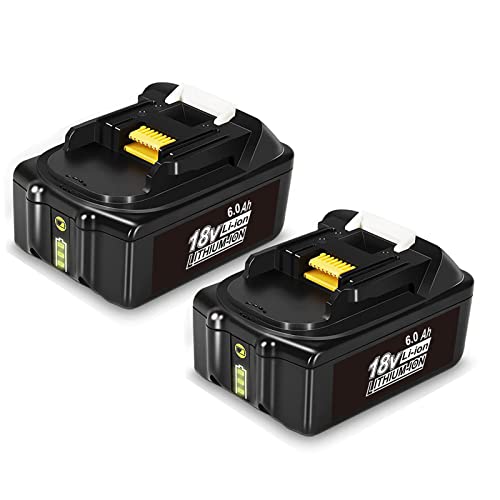 VANTTECH 2 Stück BL1860B 18V 6.0Ah Li-Ion Ersatzakku mit LED Indikator für Makita Akku BL1860 BL1850B BL1850 BL1840B BL1840 BL1830 194205-3 LXT-400 Cover