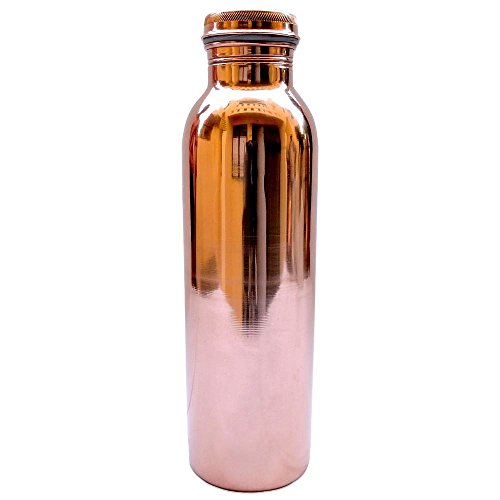 Certified Pure Copper Water Bottle Leak Proof Joint Free Ayurvedic 100% Pure Copper bottle for Drinking Water Ayurveda Health Benefits by Om Creation (950 ml/32oz)