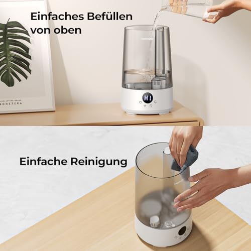 Homvana Luftbefeuchter für Schlafzimmer, 3,6L, Top-Fill, 360°